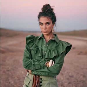 NWT Sezane Matty Blouse in Jade